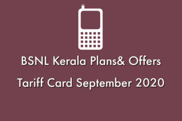 BSNL Kerala Plans& Offers : Tariff Card September 2020